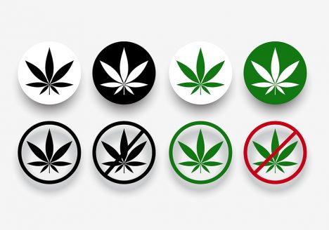 marijuana banned symbols with leaf