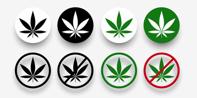 marijuana banned symbols with leaf