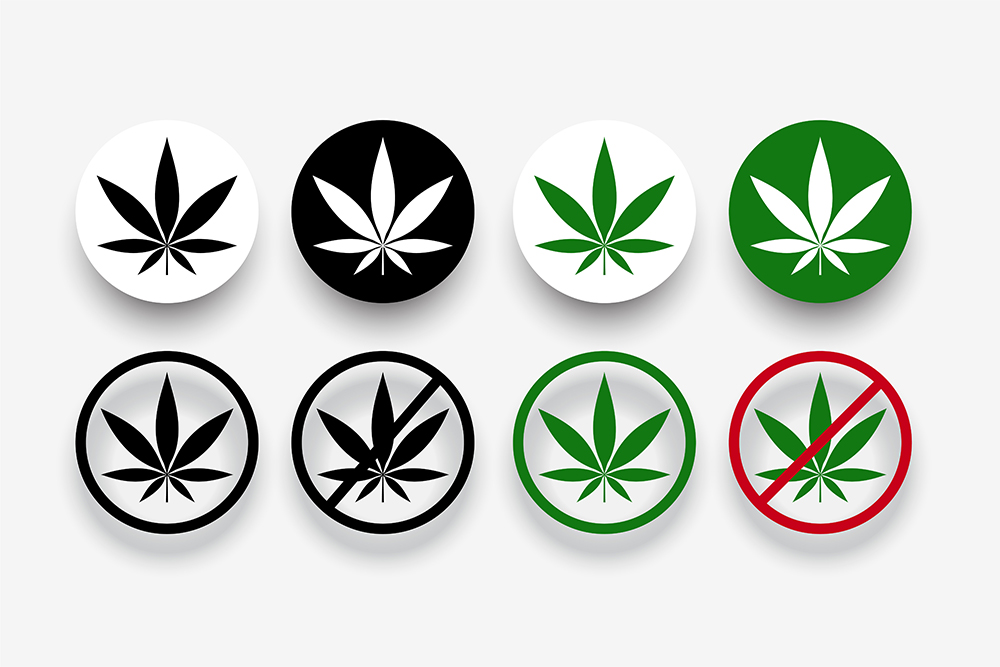 marijuana banned symbols with leaf